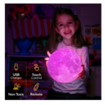 Lampara Luna 3d Luz Led Colores Con Base - 345670